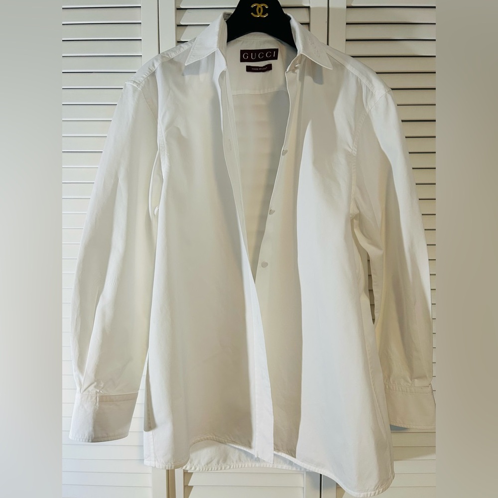 Gucci White Embossed Logo Shirt